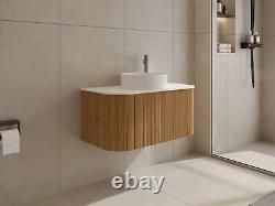 Modern Bathroom Cabinet Vanity Unit And Basin 900mm Fluted Pre Assembled