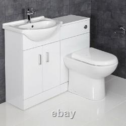 Modern Bathroom Furniture Toilet & Sink Vanity Unit 4 Drawer Cabinet White Gloss