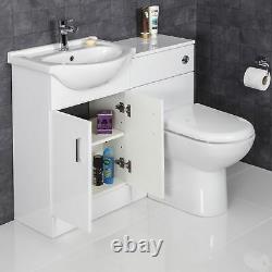 Modern Bathroom Furniture Toilet & Sink Vanity Unit 4 Drawer Cabinet White Gloss