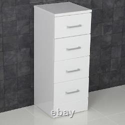 Modern Bathroom Furniture Toilet & Sink Vanity Unit 4 Drawer Cabinet White Gloss