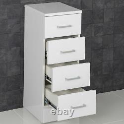 Modern Bathroom Furniture Toilet & Sink Vanity Unit 4 Drawer Cabinet White Gloss