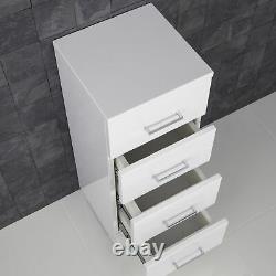 Modern Bathroom Furniture Toilet & Sink Vanity Unit 4 Drawer Cabinet White Gloss