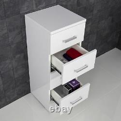 Modern Bathroom Furniture Toilet & Sink Vanity Unit 4 Drawer Cabinet White Gloss