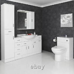 Modern Bathroom Furniture Toilet & Sink Vanity Unit 4 Drawer Cabinet White Gloss