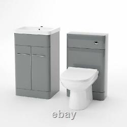 Modern Bathroom Grey Vanity Unit and WC Toilet Suite Basin Sink Cabinet Torex