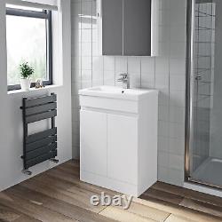 Modern Bathroom Suite Toilet Pan WC 600mm Vanity Unit Basin Sink White Gloss