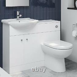 Modern Bathroom Toilet & Basin Sink Vanity Unit 1TH Furniture 1050mm Matte White