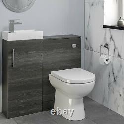 Modern Bathroom Toilet & Basin Sink Vanity Unit Furniture 900mm Charcoal Finish