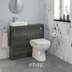 Modern Bathroom Toilet & Basin Sink Vanity Unit Furniture 900mm Charcoal Finish