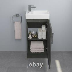 Modern Bathroom Toilet & Basin Sink Vanity Unit Furniture 900mm Charcoal Finish