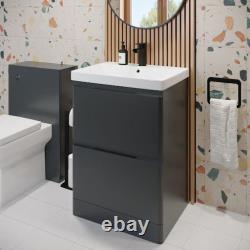 Modern Bathroom Vanity Unit Basin Cabinet Floor Standing Wall Hung Storage Grey