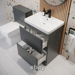 Modern Bathroom Vanity Unit Basin Cabinet Floor Standing Wall Hung Storage Grey
