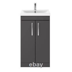Modern Bathroom Vanity Unit Basin Sink Unit 2 Door WC Storage Gloss Grey Floor