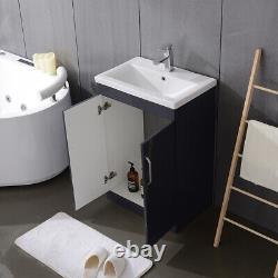 Modern Bathroom Vanity Unit Basin Sink With 2 Door Cloakroom Gloss Grey