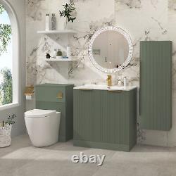 Modern Bathroom Vanity Unit Ceramic Basin Sink Cabinet Satin Green 600mm 800mm