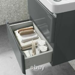 Modern Bathroom Vanity Unit Ceramic Basin Sink Cabinet Wall Hung 500/600mm