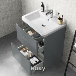 Modern Bathroom Vanity Unit Ceramic Basin Sink Floor Standing Storage Cabinet WC