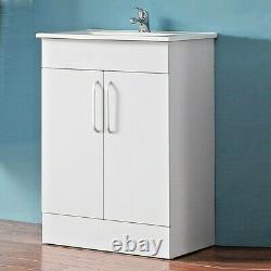 Modern Bathroom Vanity Unit with Basin Sink Storage Cabinet Furniture 600 White