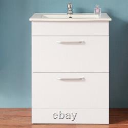 Modern Bathroom Vanity Unit with Basin Sink Storage Cabinet Furniture 600 White