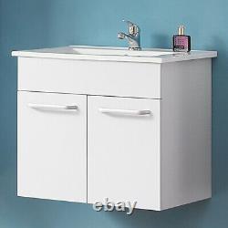 Modern Bathroom Vanity Unit with Basin Sink Storage Cabinet Furniture 600 White