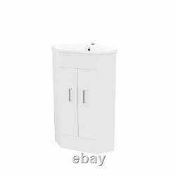 Modern Corner Basin Sink 550 mm White Vanity Cabinet Floor Standing Zeller