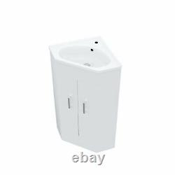 Modern Corner Basin Sink 550 mm White Vanity Cabinet Floor Standing Zeller