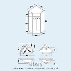 Modern Corner Basin Sink 550 mm White Vanity Cabinet Floor Standing Zeller