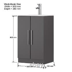 Modern Furniture 500mm Vanity Unit and Basin Sink Bathroom Cloakroom Unit UK