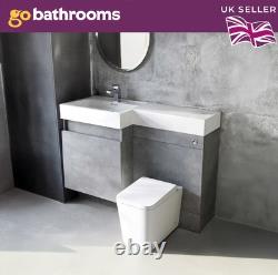 Modern Grey Toilet and Sink Vanity Unit 1200mm Left Hand Bathroom Sink Unit
