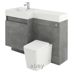 Modern Grey Toilet and Sink Vanity Unit 1200mm Left Hand Bathroom Sink Unit