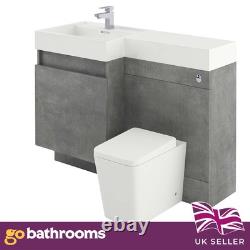 Modern Grey Toilet and Sink Vanity Unit 1200mm Left Hand Bathroom Sink Unit