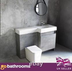 Modern Grey Toilet and Sink Vanity Unit 1200mm Right Hand Bathroom Sink Unit