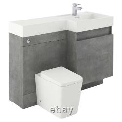 Modern Grey Toilet and Sink Vanity Unit 1200mm Right Hand Bathroom Sink Unit