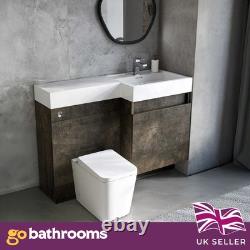 Modern Metallic Toilet and Sink Vanity Unit 1200mm Right Hand Bathroom Sink Unit