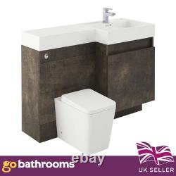 Modern Metallic Toilet and Sink Vanity Unit 1200mm Right Hand Bathroom Sink Unit