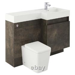 Modern Metallic Toilet and Sink Vanity Unit 1200mm Right Hand Bathroom Sink Unit