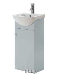 Modern Pearl Matt Grey 450mm Floor Standing Bathroom Vanity Unit & Basin Sink