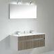 Modern Wave 1200mm Double Basin Vanity Bathroom Unit Oak And White Gloss