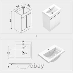 Modern White 500/600mm Bathroom Vanity Unit with Ceramic Basin Freestanding
