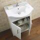 Modern White Bathroom Vanity Unit Ceramic Basin Sink Gloss White Doors 550mm