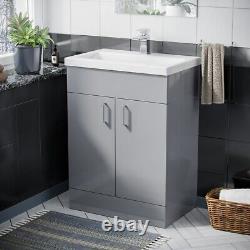 Nanuya 600mm Floorstanding Vanity Basin Unit Light Grey Flat Pack