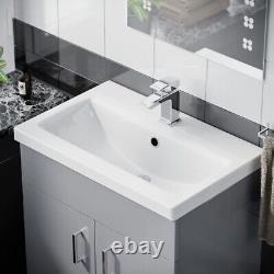 Nanuya 600mm Floorstanding Vanity Basin Unit Light Grey Flat Pack