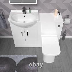 Nes Home 1050mm White Vanity Unit With WC Unit & Rimless Back To Wall Toilet