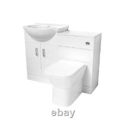 Nes Home 1050mm White Vanity Unit With WC Unit & Rimless Back To Wall Toilet