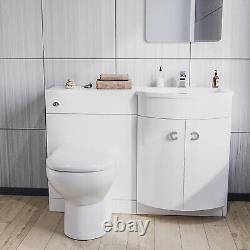 Nes Home 1100mm RH Sink White Combination Vanity Unit with BTW Toilet Flat Pack