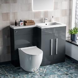 Nes Home 1100mm Right Hand Freestanding Grey Vanity BTW Toilet, WC and Basin