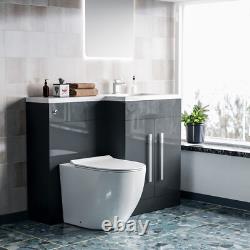 Nes Home 1100mm Right Hand Freestanding Grey Vanity BTW Toilet, WC and Basin