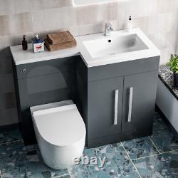 Nes Home 1100mm Right Hand Freestanding Grey Vanity BTW Toilet, WC and Basin