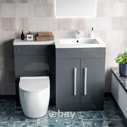 Nes Home 1100mm Right Hand Freestanding Grey Vanity BTW Toilet, WC and Basin