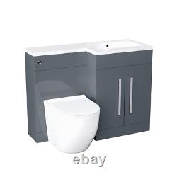 Nes Home 1100mm Right Hand Freestanding Grey Vanity BTW Toilet, WC and Basin